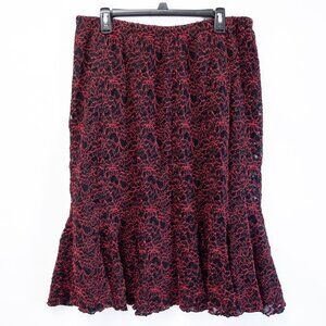 Vintage Red Black Lace Flare Skirt Layered Whimsigoth Plus 16 XL Dark Romantic